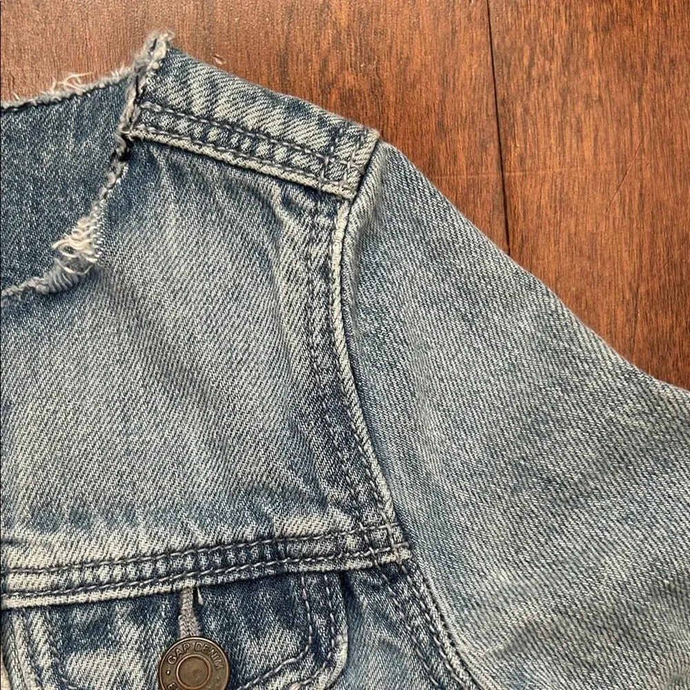 GAP Light Blue Kids Jean Jacket with Fun Patches, Size 18-24 Months